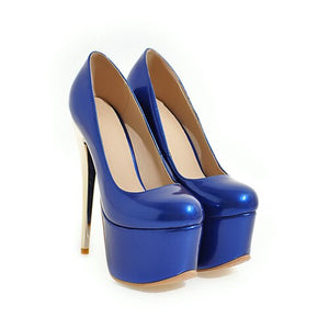 Side view blue high heels