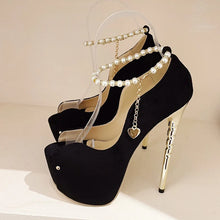 Load image into Gallery viewer, Side view black platform high heels for sale