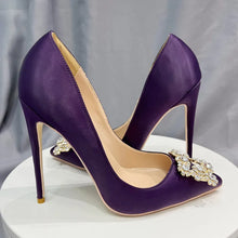 Load image into Gallery viewer, Side view purple high heels for sale