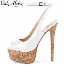 Load image into Gallery viewer, White Woodgrain High Heels Platform

