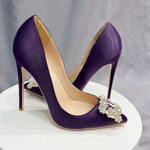 Side view purple stiletto high heels for sale