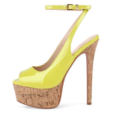Load image into Gallery viewer, Yellow High Heels with ankle strap