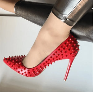 Red Rivet stiletto heels for sale