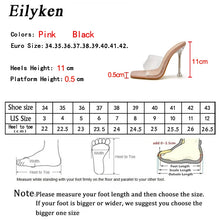 Load image into Gallery viewer, Product description for high-heeled shoes with size chart and measurements.