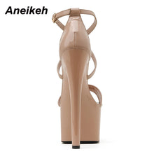 Load image into Gallery viewer, Rear View Beige Cross Strap Heels for Sale