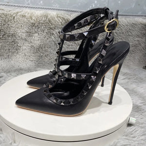 Side view black slingback high heels for sale