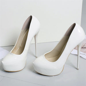 Side view white big size 13 high heels for sale