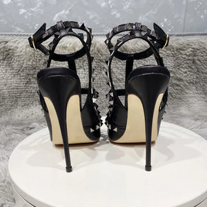 Rear view black sling back high heels for sale