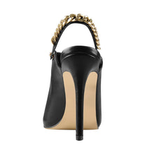 Load image into Gallery viewer, Pointed Toe Black Matte Slingback Heels