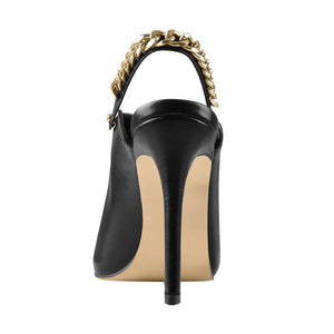 Pointed Toe Black Matte Slingback Heels