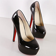 Load image into Gallery viewer, Front view black high heel pumps for sale