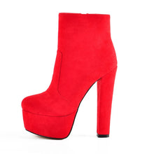 Load image into Gallery viewer, Side view red ankle boots for sale