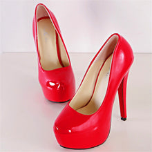 Load image into Gallery viewer, Front view red high heel pumps for sale