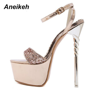 Sideview gold sequine sandals