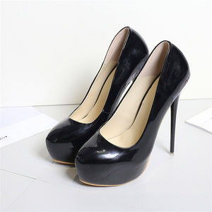 Side view black big size 13 high heels