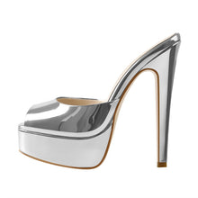 Load image into Gallery viewer, Side view high heel mules