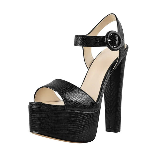 Side view black high heel sandals for women