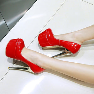 Side view red high heels