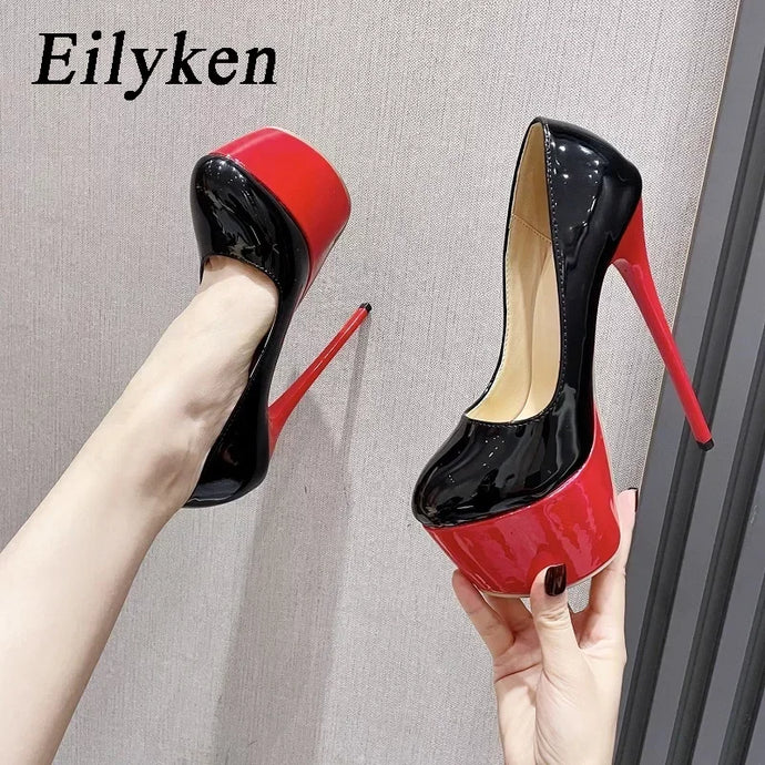 Red and Black Fun Platform Heels for sale