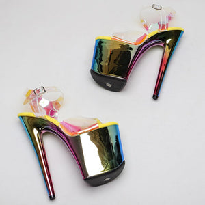 Side view iridescent stripper high heels