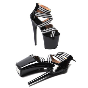 Side view high heel stripper shoes