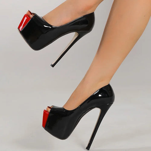 Black and Red Bottom Platform Heels