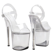 Load image into Gallery viewer, Full view white PVC stripper heels