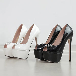 Both black and white heels.