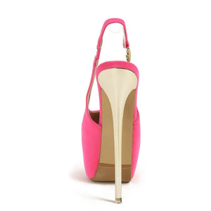 Rear view pink high heels