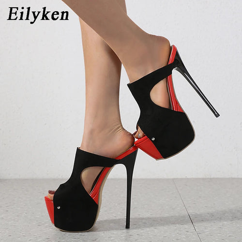 Red and Black Mule Heels for sale