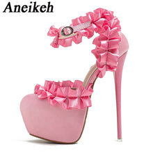 Load image into Gallery viewer, Side view pink platform high heels