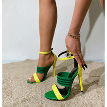 Load image into Gallery viewer, Side view high heel sandals with ankle strap