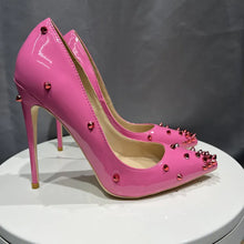 Load image into Gallery viewer, Side view pink stiletto heels for sale