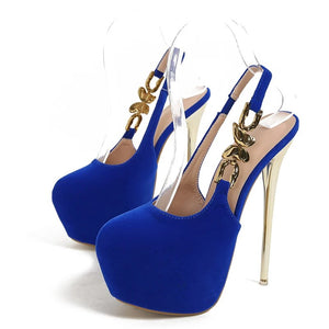 Side view blue high heels
