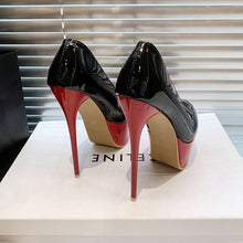 Load image into Gallery viewer, Rear view black and red platform pumps