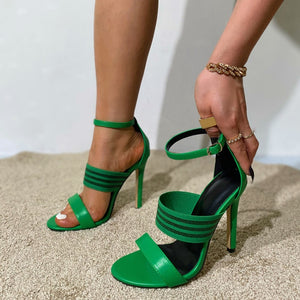 Side view high heel sandals with ankle strap