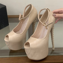 Load image into Gallery viewer, Nude Spike Stiletto Heel Platforms
