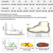 Load image into Gallery viewer, Foot size measurement chart and guidelines for shoe selection.