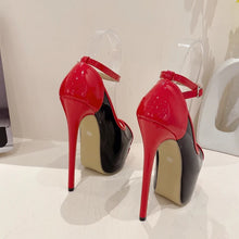 Load image into Gallery viewer, Rear view black and red high heels