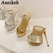 Load image into Gallery viewer, Gold Mesh High heels for sale