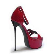 Load image into Gallery viewer, Red thin heel open toe sandals