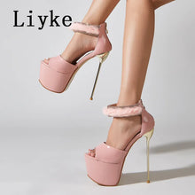 Load image into Gallery viewer, Side view nude platform sandals for sale