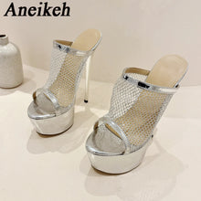 Load image into Gallery viewer, Silver Mesh High heels for sale