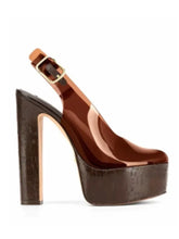 Load image into Gallery viewer, Brown platform high heel shoe on a white background