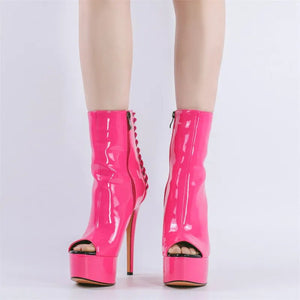 Womens Barbie Peep Toe Ankle Boots