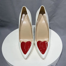 Load image into Gallery viewer, Front view red heart stiletto heels for sale