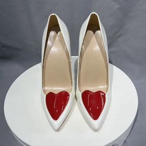 Front view red heart stiletto heels for sale