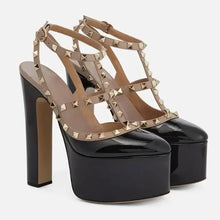 Load image into Gallery viewer, High-heeled platform shoes with studded design on a white background