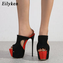 Load image into Gallery viewer, Red and Black Mule Heels