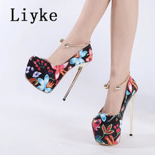 Load image into Gallery viewer, Floral high-heeled shoes with colorful design on a white background, featuring the brand &#39;Liyke&#39;.